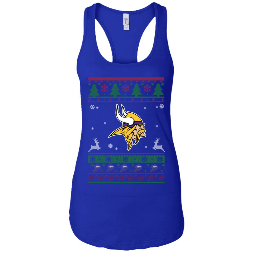 Minnesota Vikings Logo Football Teams Ugly Christmas Sweater Women Tank