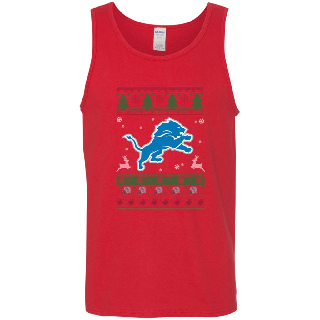 Detroit Lions Logo Football Teams Ugly Christmas Sweater Men Tank Top