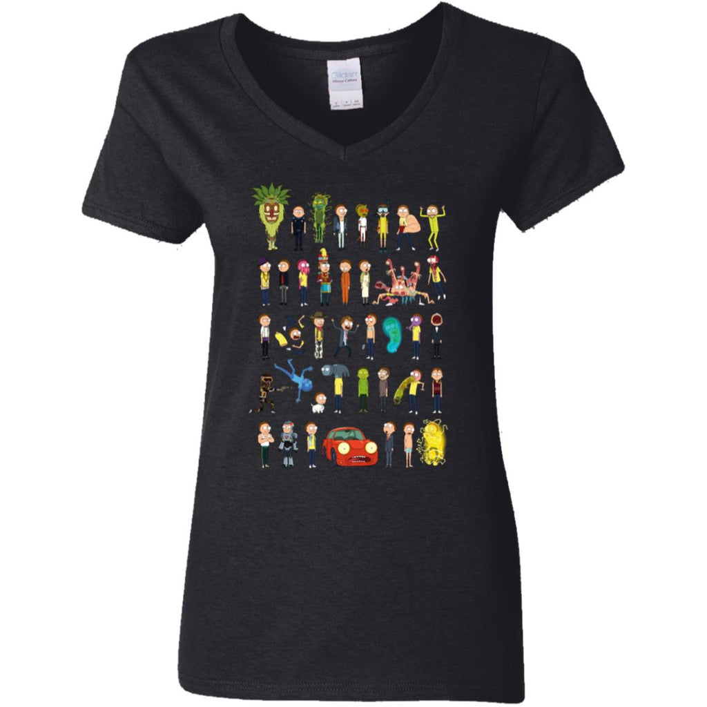 Ricky And Morty The Many Morty's Women V-Neck T-Shirt