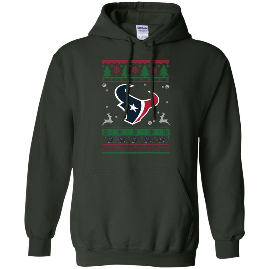 Houston Texans Logo Football Teams Ugly Christmas Sweater Men Pullover Hoodie