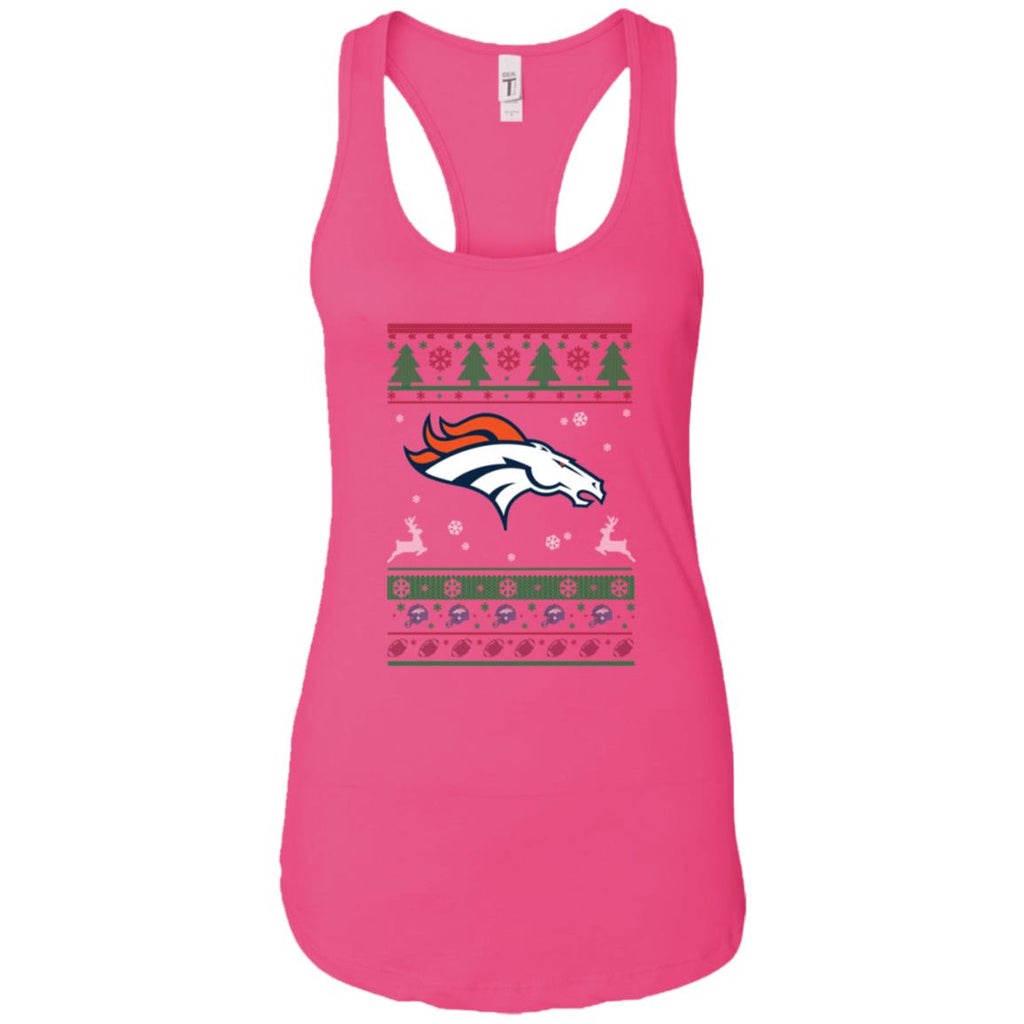 Denver Broncos Logo Football Teams Ugly Christmas Sweater Women Tank
