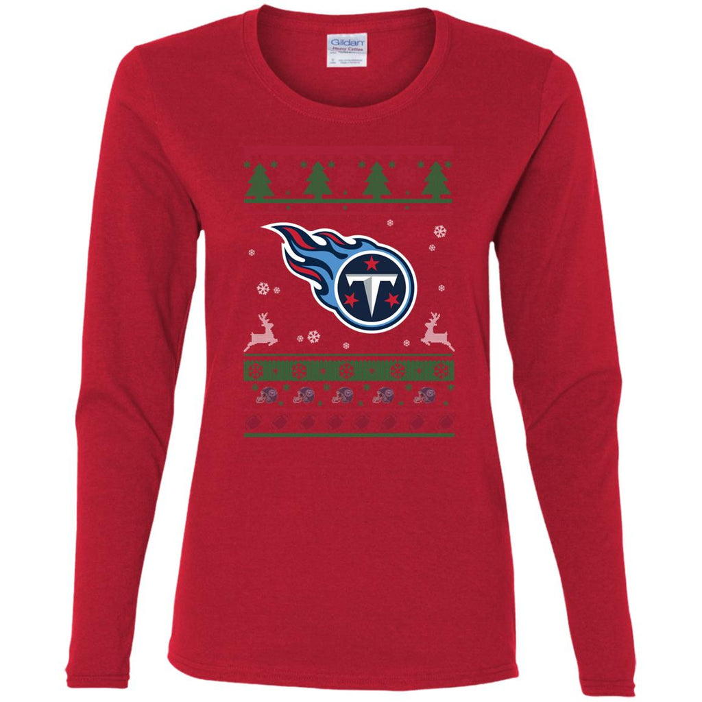 Tennessee Titans Logo Football Teams Ugly Christmas Sweater Women Long Sleeve Shirt