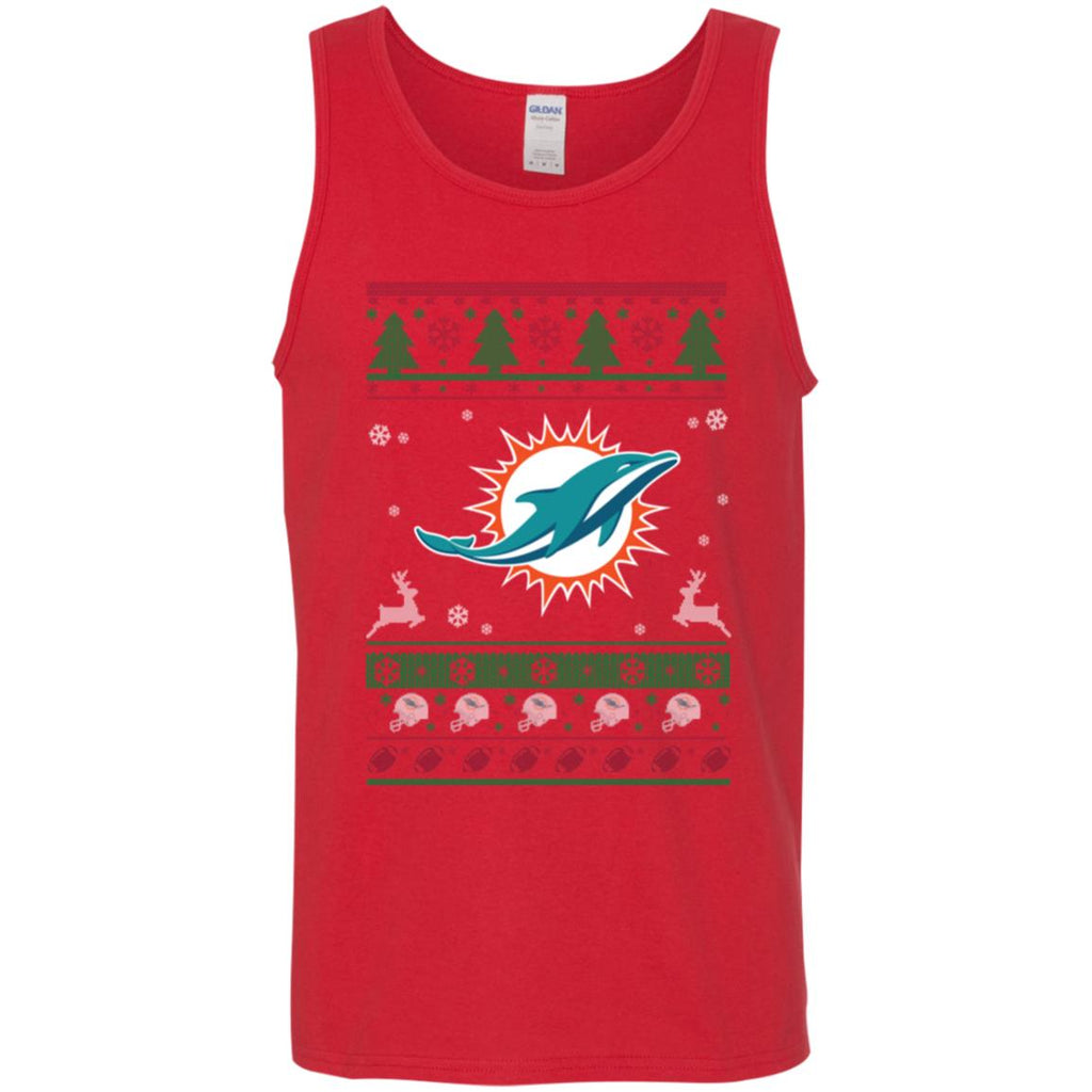 Miami Dolphins Logo Football Teams Ugly Christmas Sweater Men Tank Top
