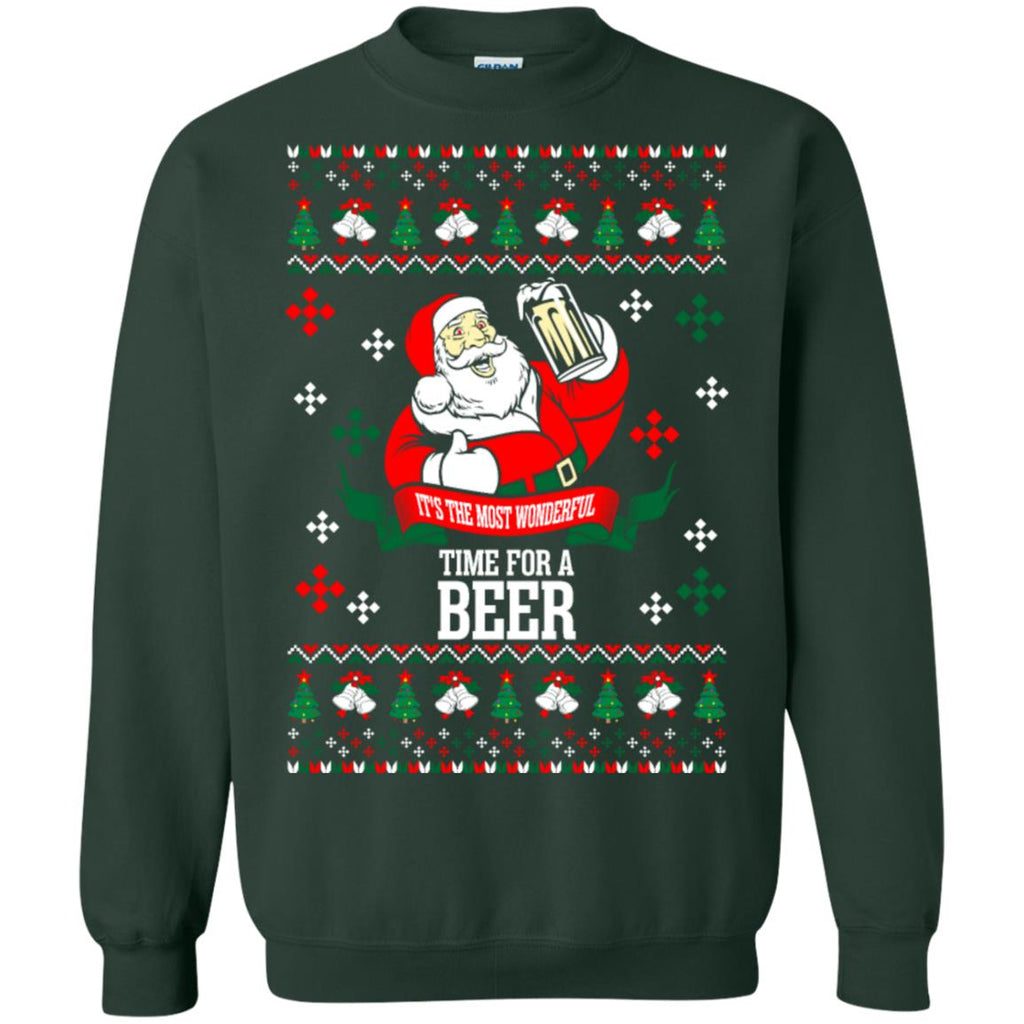 It's The Most Wonderful Time For A Beer Ugly Christmas Unisex Crewneck Pullover Sweatshirt