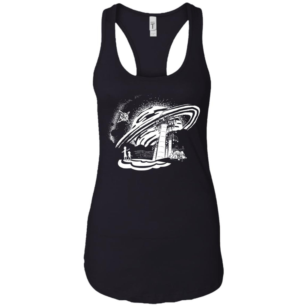 Rick And Morty Dimension 35-c Black And White Women Tank