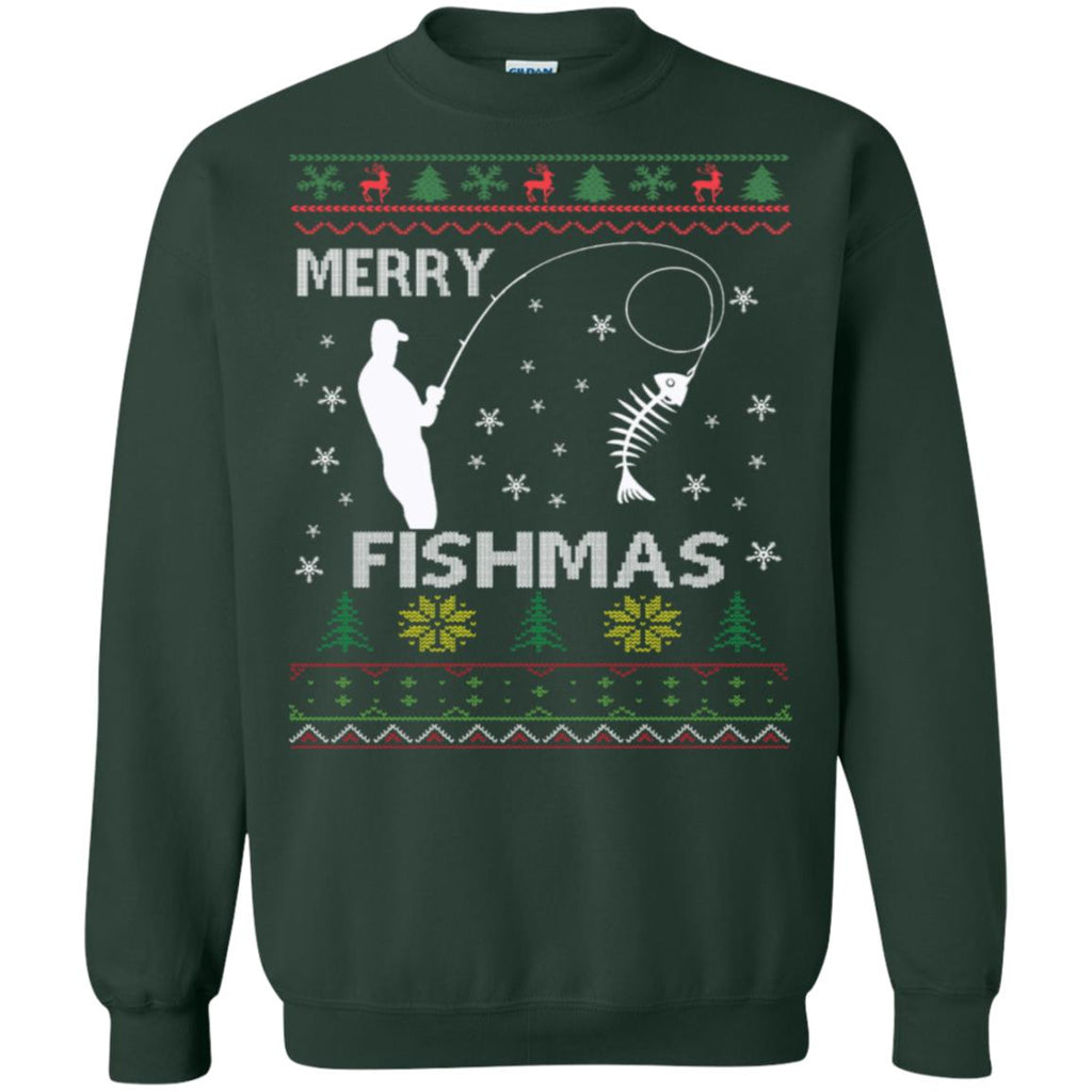 Merry Fishmas Ugly Christmas Unisex Crewneck Pullover Sweatshirt