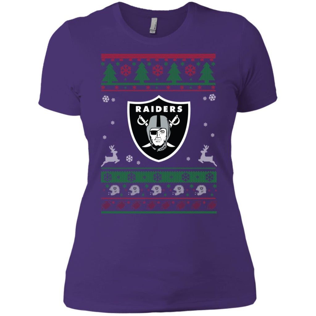 Oakland Raiders Logo Football Teams Ugly Christmas Sweater Women T-Shirt