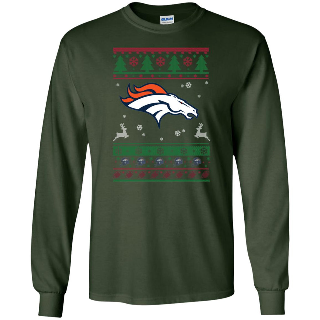 Denver Broncos Logo Football Teams Ugly Christmas Sweater Men Long SLeeve Shirt