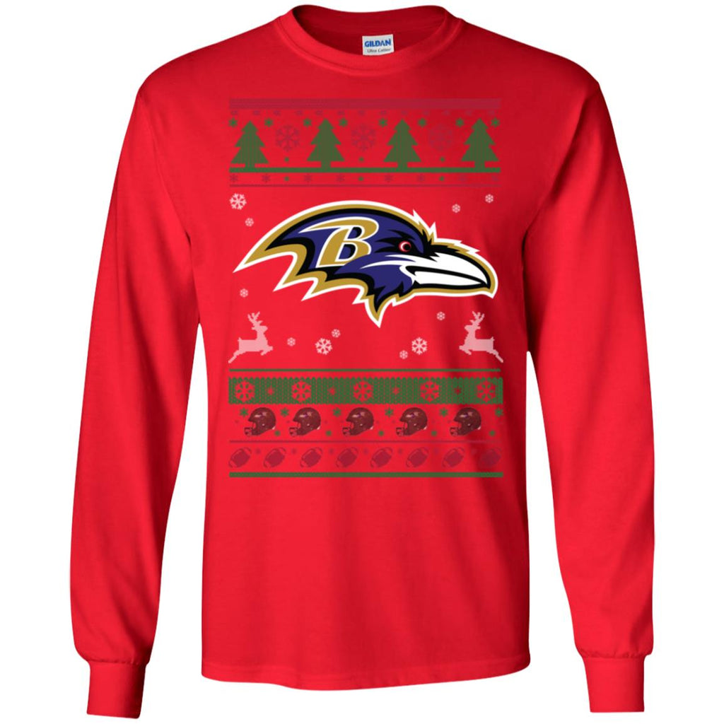 Baltimore Ravens Logo Football Teams Ugly Christmas Sweater Men Long SLeeve Shirt