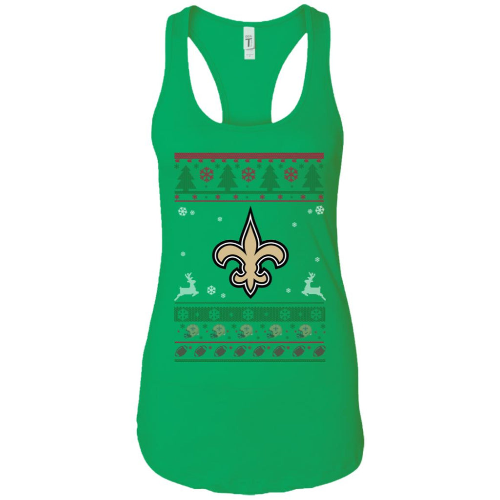 New Orleans Saints Logo Football Teams Ugly Christmas Sweater Women Tank