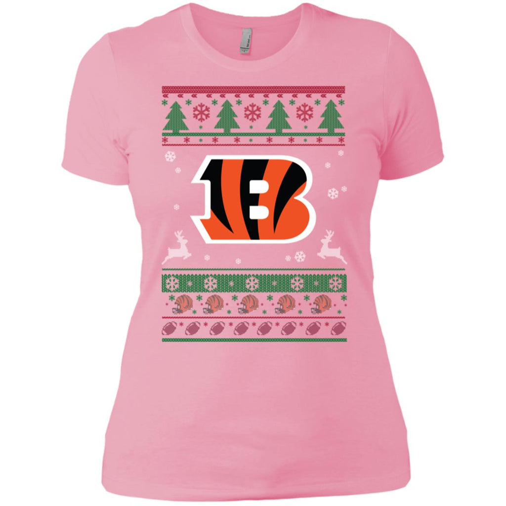 Cincinnati Bengals Logo Football Teams Ugly Christmas Sweater Women T-Shirt