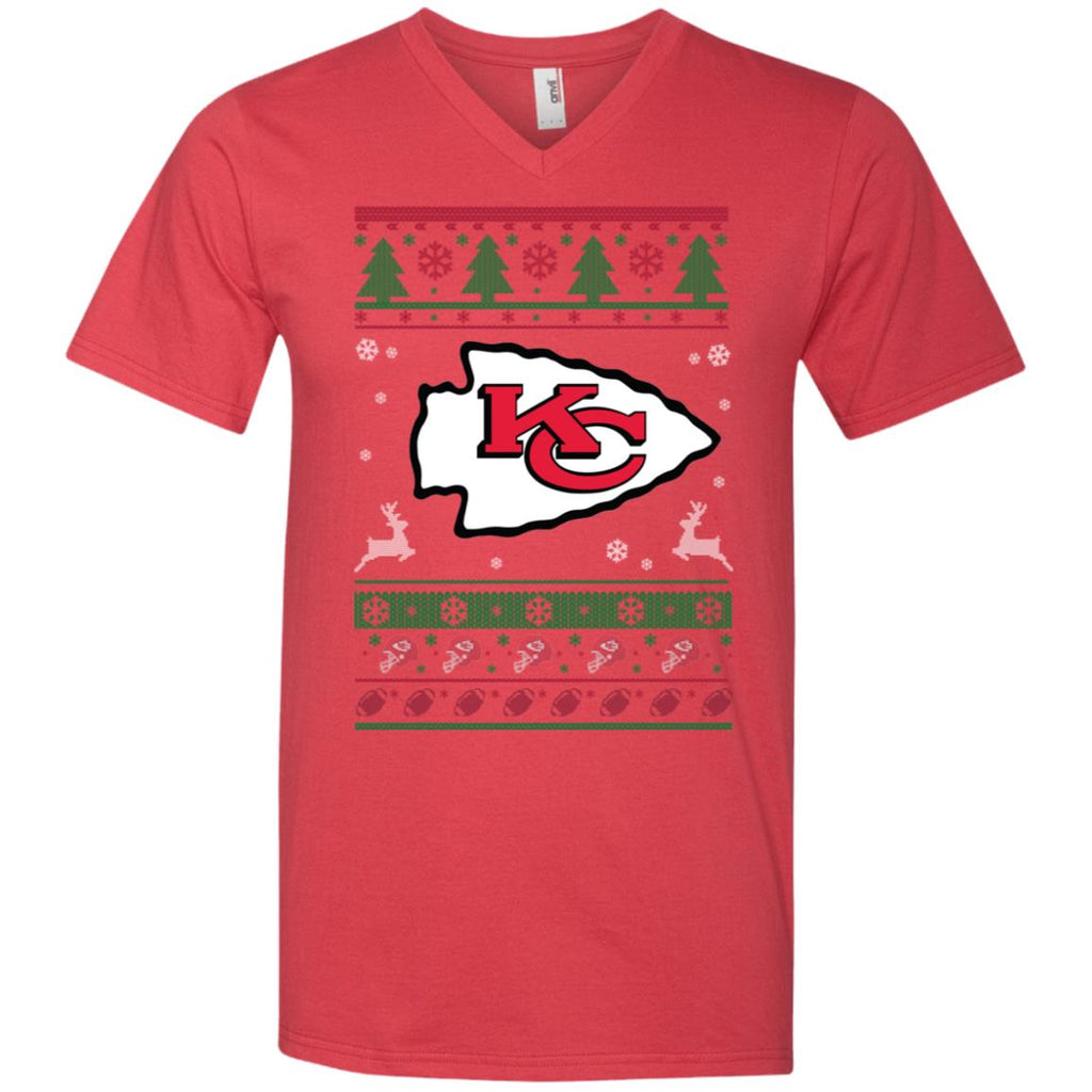 Kansas City Chiefs Logo Football Teams Ugly Christmas Sweater Men V-Neck T-Shirt