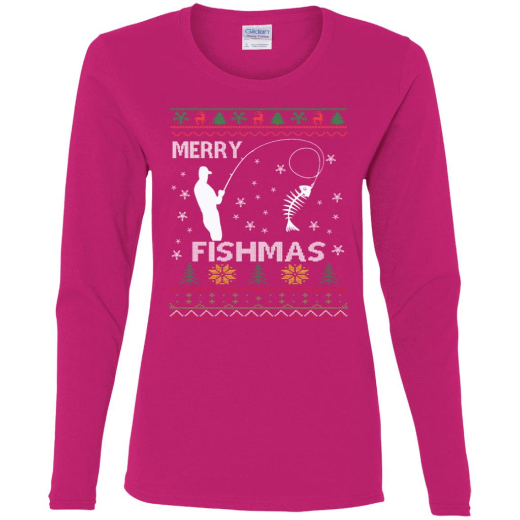 Merry Fishmas Ugly Christmas Women Long Sleeve Shirt