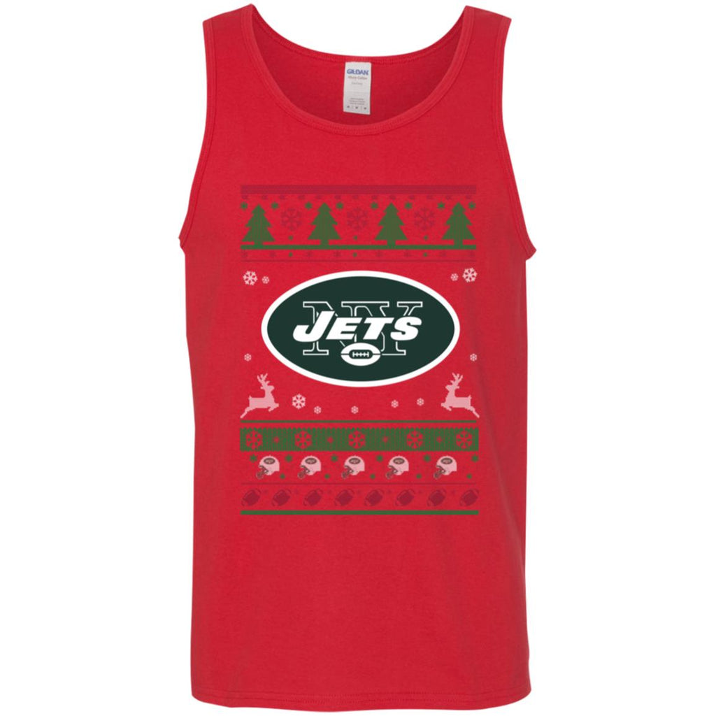 New York Jets Logo Football Teams Ugly Christmas Sweater Men Tank Top