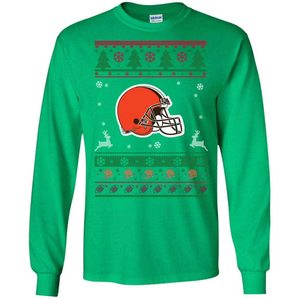 Cleveland Browns Logo Football Teams Ugly Christmas Sweater Men Long SLeeve Shirt