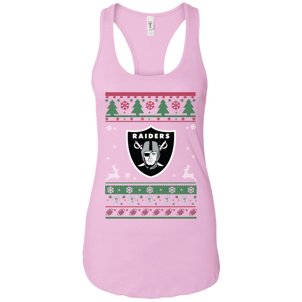 Oakland Raiders Logo Football Teams Ugly Christmas Sweater Women Tank