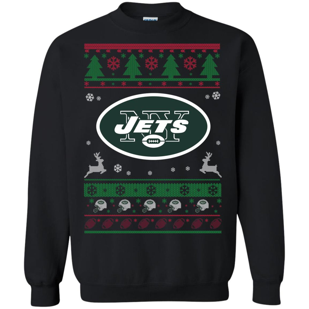 New York Jets Logo Football Teams Ugly Christmas Sweater Unisex Crewneck Pullover Sweatshirt