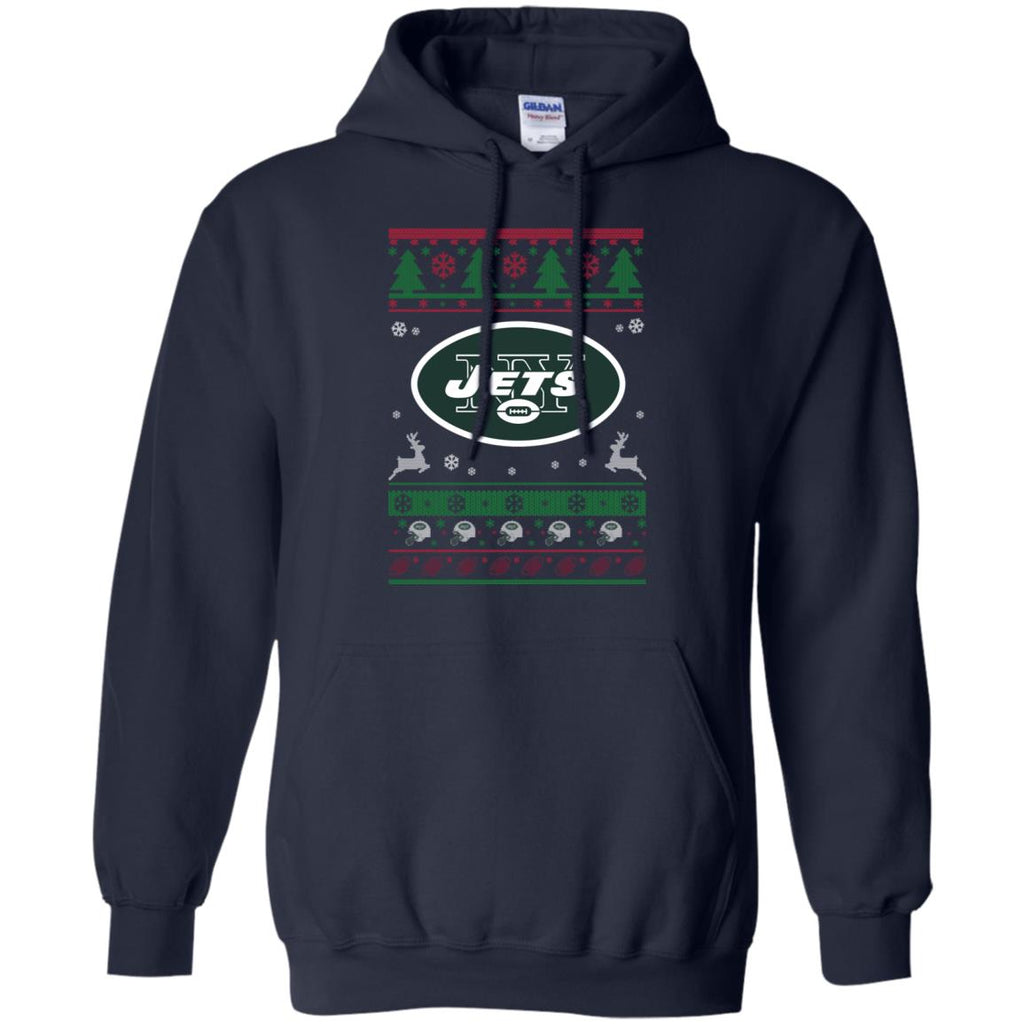 New York Jets Logo Football Teams Ugly Christmas Sweater Men Pullover Hoodie