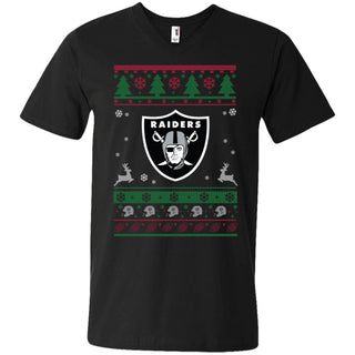 Oakland Raiders Logo Football Teams Ugly Christmas Sweater Men V-Neck T-Shirt