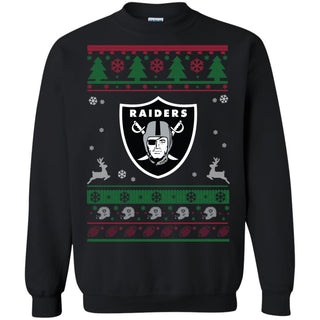 Oakland Raiders Logo Football Teams Ugly Christmas Sweater Unisex Crewneck Pullover Sweatshirt