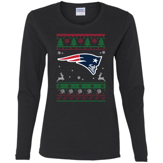 New England Patriots Logo Football Teams Ugly Christmas Sweater Women Long Sleeve Shirt