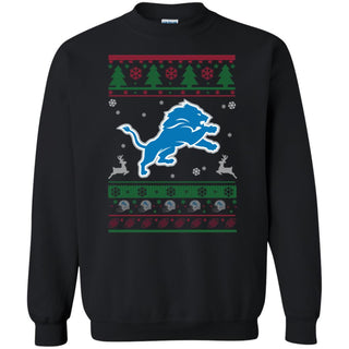 Detroit Lions Logo Football Teams Ugly Christmas Sweater Unisex Crewneck Pullover Sweatshirt
