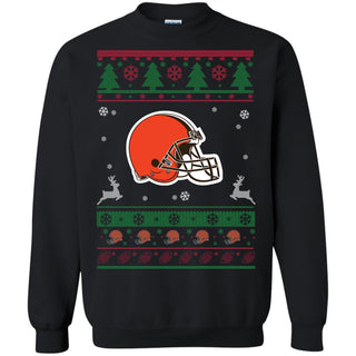 Cleveland Browns Logo Football Teams Ugly Christmas Sweater Unisex Crewneck Pullover Sweatshirt