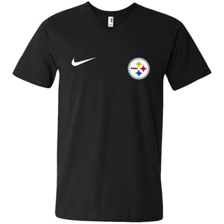 Nike Pittsburgh Steelers Logo Nfl Football Men V-Neck T-Shirt