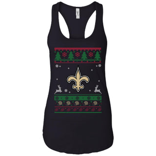New Orleans Saints Logo Football Teams Ugly Christmas Sweater Women Tank