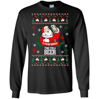 It's The Most Wonderful Time For A Beer Ugly Christmas Men Long SLeeve Shirt