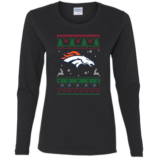 Denver Broncos Logo Football Teams Ugly Christmas Sweater Women Long Sleeve Shirt