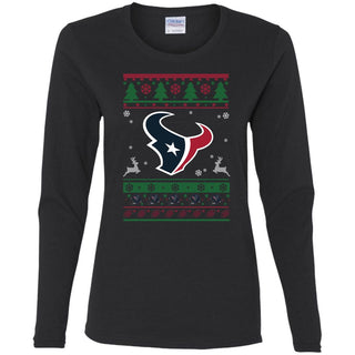 Houston Texans Logo Football Teams Ugly Christmas Sweater Women Long Sleeve Shirt