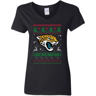 Jacksonville Jaguars Logo Football Teams Ugly Christmas Sweater Women V-Neck T-Shirt
