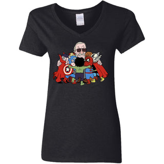 Stan Lee Shirt - Father Of Super Heroes Women V-Neck T-Shirt
