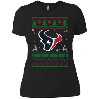Houston Texans Logo Football Teams Ugly Christmas Sweater Women T-Shirt