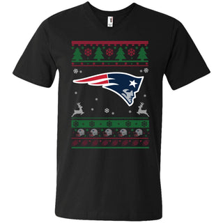 New England Patriots Logo Football Teams Ugly Christmas Sweater Men V-Neck T-Shirt