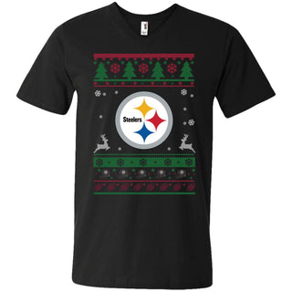 Pittsburgh Steelers Logo Football Teams Ugly Christmas Sweater Men V-Neck T-Shirt
