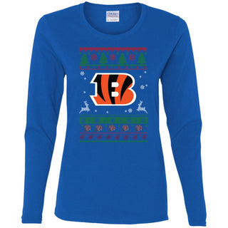 Cincinnati Bengals Logo Football Teams Ugly Christmas Sweater Women Long Sleeve Shirt