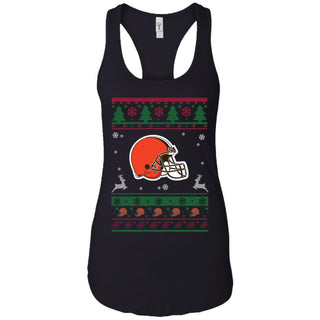 Cleveland Browns Logo Football Teams Ugly Christmas Sweater Women Tank