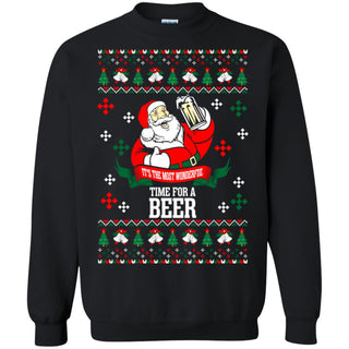 It's The Most Wonderful Time For A Beer Ugly Christmas Unisex Crewneck Pullover Sweatshirt