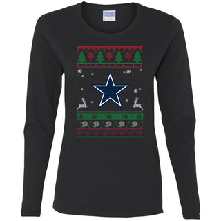 Dallas Cowboys Logo Football Teams Ugly Christmas Sweater Women Long Sleeve Shirt