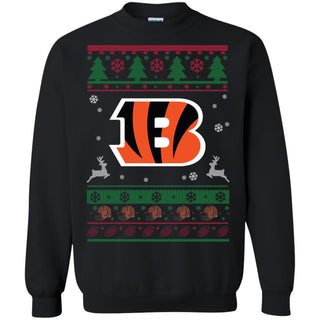 Cincinnati Bengals Logo Football Teams Ugly Christmas Sweater Unisex Crewneck Pullover Sweatshirt