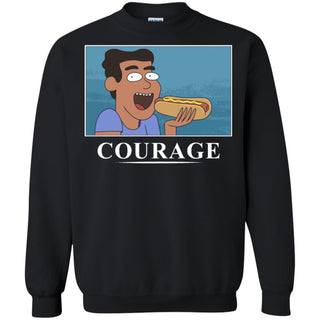 Rick And Morty Courage Is Eating A Hot Dog Unisex Crewneck Pullover Sweatshirt