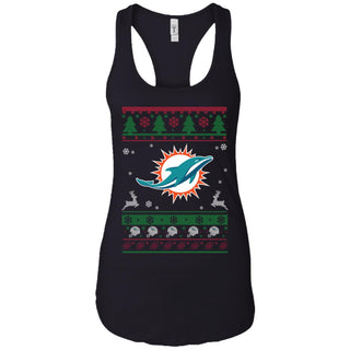 Miami Dolphins Logo Football Teams Ugly Christmas Sweater Women Tank