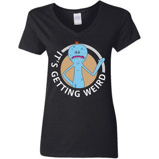 Rick And Morty Mr Meeseeks It's Getting Weird Women V-Neck T-Shirt