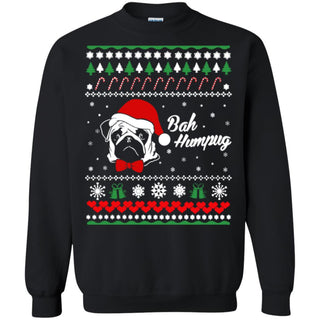 Bah Hum Pug Dog Christmas Unisex Crewneck Pullover Sweatshirt