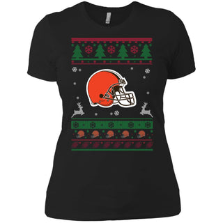 Cleveland Browns Logo Football Teams Ugly Christmas Sweater Women T-Shirt