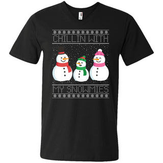 Chillin With My Snowmies Snowman Christmas Men V-Neck T-Shirt
