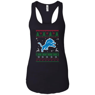 Detroit Lions Logo Football Teams Ugly Christmas Sweater Women Tank