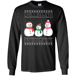 Chillin With My Snowmies Snowman Christmas Men Long SLeeve Shirt